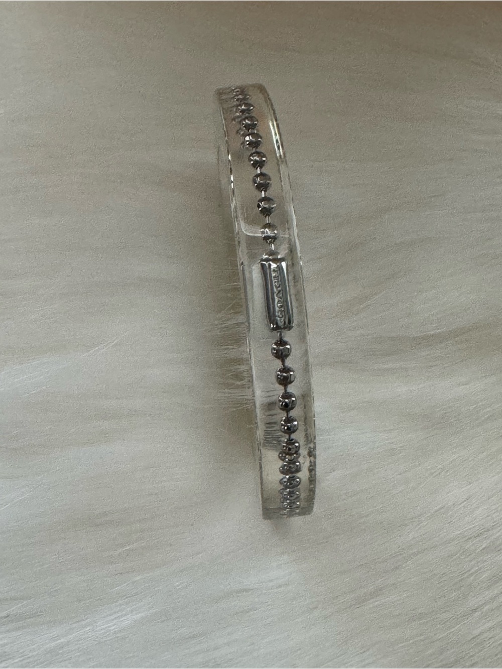 Coach Clear Acrylic Bangle with Silver Bead Chain